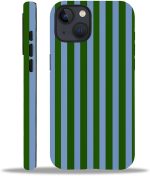 Green and blue striped geometric vertical line pattern, suitable for girls, full-body soft silicone drop-proof, shockproof and scratch-resistant protection