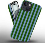 Green and blue striped geometric vertical line pattern, suitable for girls, full-body soft silicone drop-proof, shockproof and scratch-resistant protection - Image 2