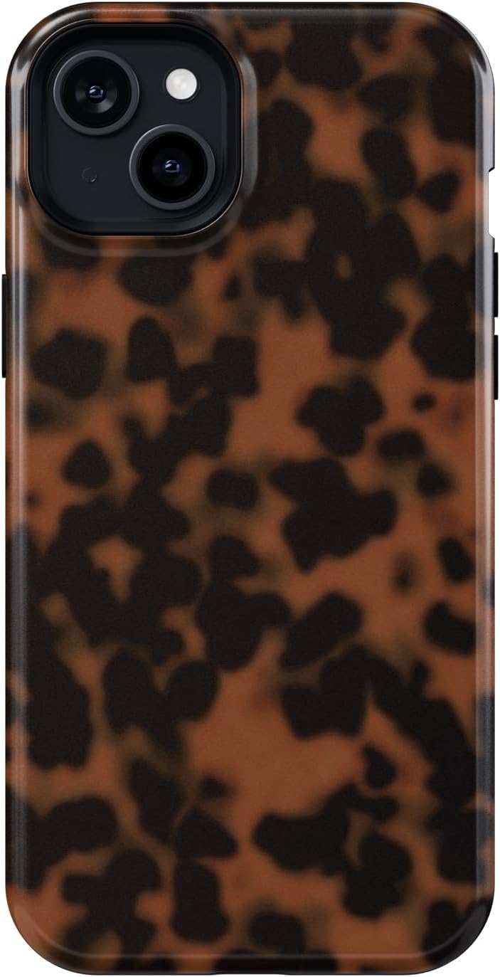61prW8fLG4L._AC_SL1500_.jpg Compatible phone case, 8-foot drop protection, shockproof thickened phone case for 6.1-inch phones, tortoise shell pattern - Image 1