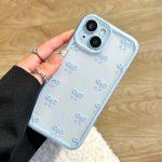 Transparent cute bow pattern, beautiful and elegant, camera bump protection, stylish, slim, soft and durable TPU case, suitable for women and girls - Blue