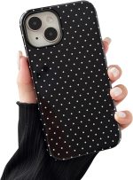 Stylish and cute polka dot pattern, women's phone case, soft TPU + hard shell shockproof, suitable for 6.1-inch phones
