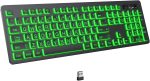 Large-print backlit wireless keyboard, 2.4G silent wireless backlit keyboard, full-size computer keyboard, 7-color backlight, rechargeable keyboard