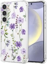 Transparent Floral Pattern Printed Design, Flexible TPU Shockproof Protective Case, Floral Pattern Phone Case, Purple Cosmos - Image 2