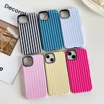 Compatible phone case, cute and stylish striped pattern phone case, suitable for women, shockproof soft TPU and hard PC material protective case - pink - Image 2