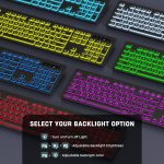 Large-print backlit wireless keyboard, 2.4G silent wireless backlit keyboard, full-size computer keyboard, 7-color backlight, rechargeable keyboard - Image 2