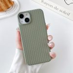 Cute 3D Woven pattern design, solid color, 6.1-inch soft TPU shockproof phone case for girls, pea green - Image 2
